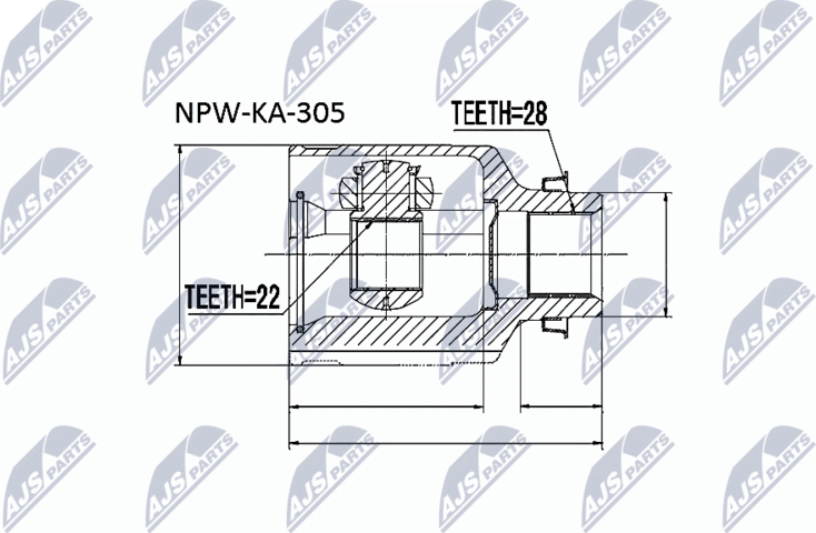 Шрус внутренний (граната) NTY. Артикул NPW-KA-305