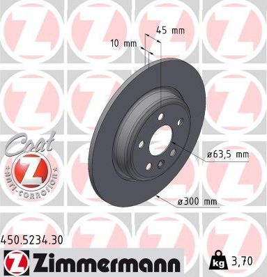 Тормозной диск Zimmermann FORMULA S. Артикул 450.5234.30