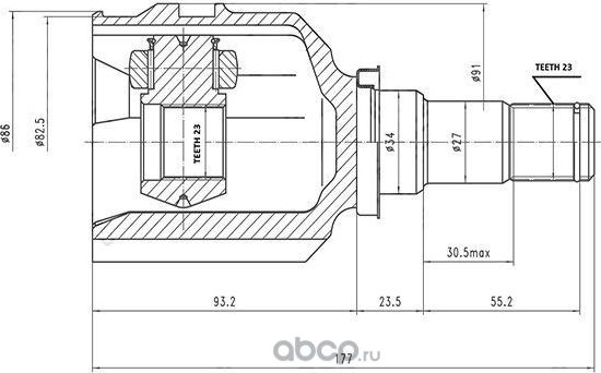 Шрус Внутренний TOYOTA Auris(_E150) 1.33-1.6 03/07-02/13 (механика), Corolla (Aywiparts). Артикул AW1520974
