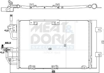 Радиатор кондиционера (конденсатор) Meat & Doria для Opel Zafira B 2005-2015. Артикул 991011