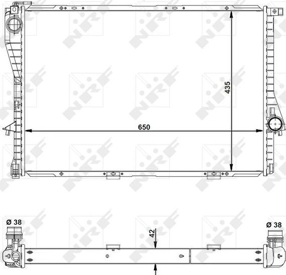 Радиатор охлаждения двигателя NRF (алюминий) для BMW 5 IV (E39) 1998-2003. Артикул 55322