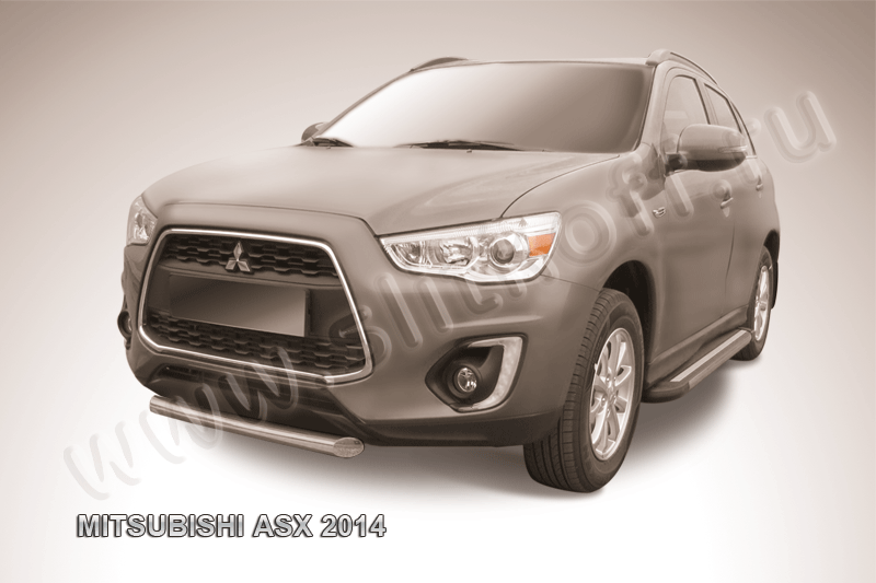 Защита Slitkoff переднего бампера d76 короткая для Mitsubishi ASX I рестайлинг 2012-2016. Артикул MAS14-006