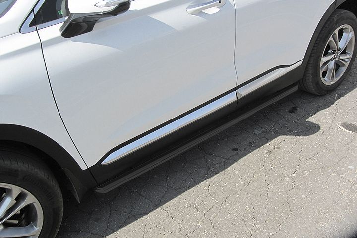 Пороги Slitkoff труба d57 для Hyundai Santa Fe IV 2018-2026 Черные. Артикул HSFT18-003B