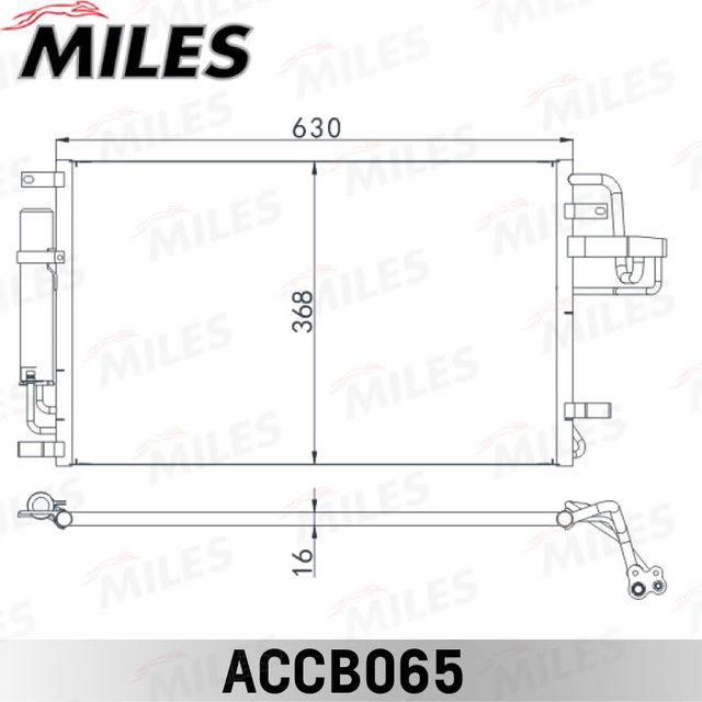 Радиатор кондиционера (конденсатор) Miles (алюминий) для Hyundai Tucson I 2004-2010. Артикул ACCB065