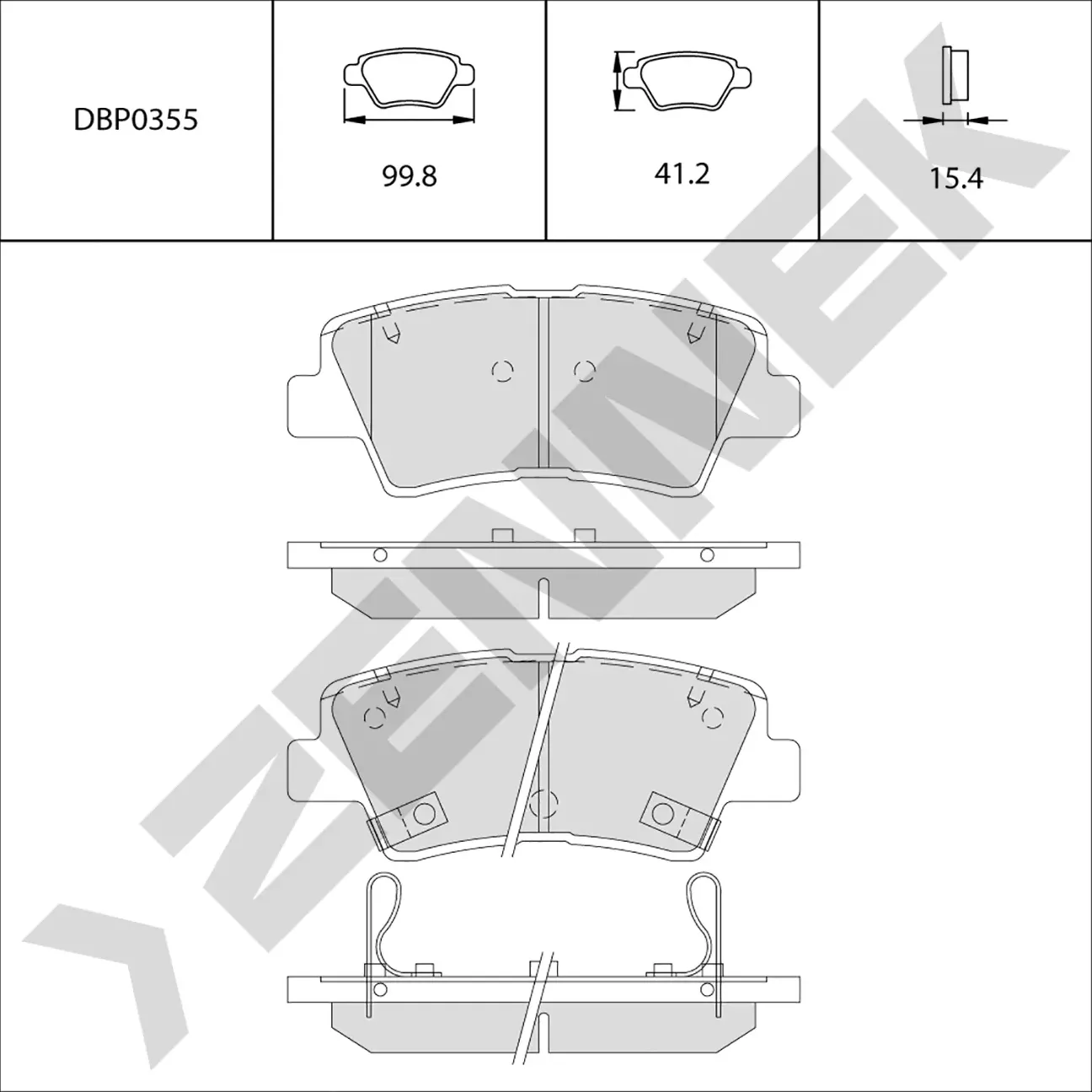 Колодки тормозные задние с отверстиями для пружин FAW BESTUNE T77 19>, GEELY ATL (Zennek). Артикул DBP0355