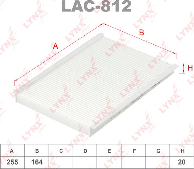 Салонный фильтр LYNXauto. Артикул LAC-812
