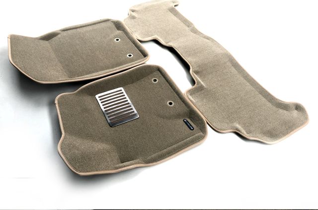 Коврики текстильные Euromat 3D Lux (с крепежом) для салона Toyota Land Cruiser 200 рестайлинг 2012-2021 Бежевые. Артикул EM3D-005103T