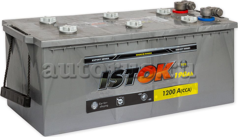 Аккумулятор ИСТОК 190.4 А/ч R+ 513x223x217 EN1 200 А с переходниками для клемм (Istok). Артикул 6CT-190.4N