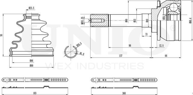ШРУС наружный (Unio). Артикул CVJ-20250