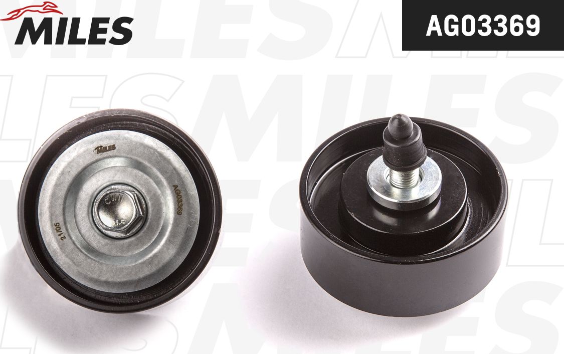 Направляющий (ведущий) ролик приводного поликлинового ремня Miles (Металл). Артикул AG03369