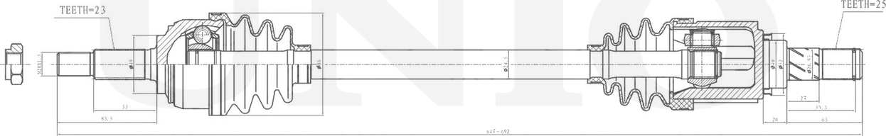 Вал приводной (Unio). Артикул CVJ-10027
