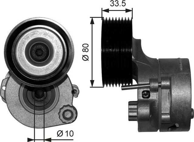 Натяжной ролик (натяжитель) приводного клинового зубчатого ремня Gates (Металл). Артикул T38561
