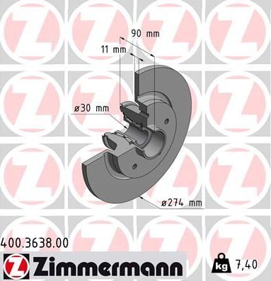 Тормозной диск Zimmermann. Артикул 400.3638.00