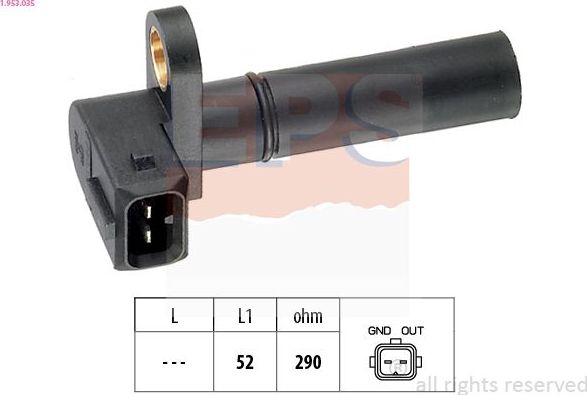 Датчик положения коленвала EPS Made in Italy - OE Equivalent. Артикул 1.953.035