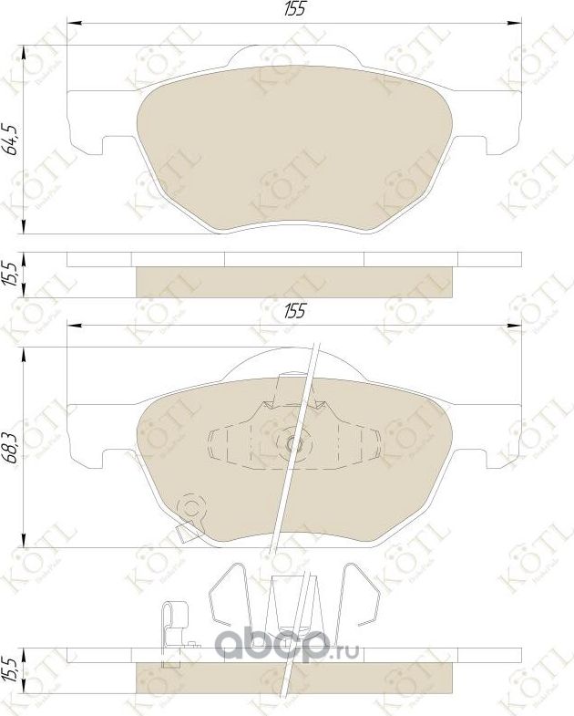 Колодки тормозные дисковые передние к-т HONDA ACCORD 2.0/2.2/2.4 03> (Kotl) Kotl. Артикул 3355kt