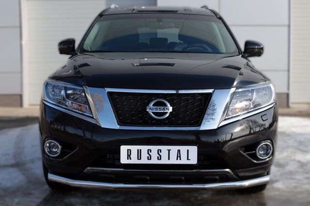 Защита RusStal переднего бампера d63 (секции) для Nissan Pathfinder R52 2014-2026. Артикул NPZ-002015