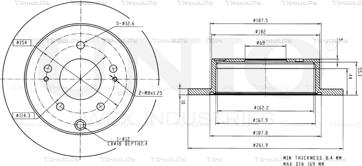 Диск тормозной (Unio). Артикул BRD-20314