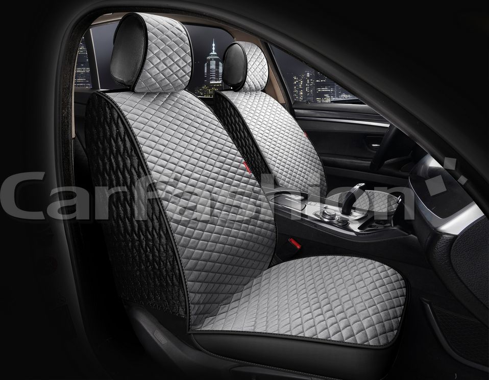 Накидки универсальные CarFashion Romb Front на передние сидения авто, цвет Серый/Черный/Серый. Артикул 26178