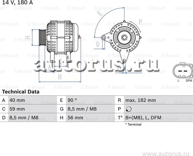 Генератор VAG .6-2.0 TDI/FSI 140A (Bosch). Артикул 0986045340