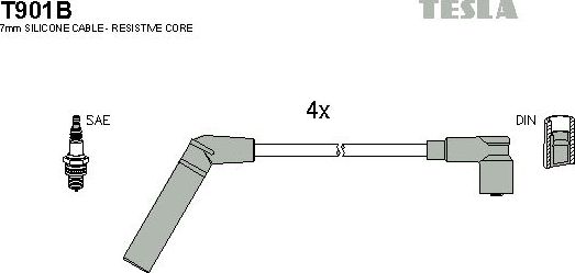 Высоковольтные провода (провода зажигания) (комплект) Tesla. Артикул T901B