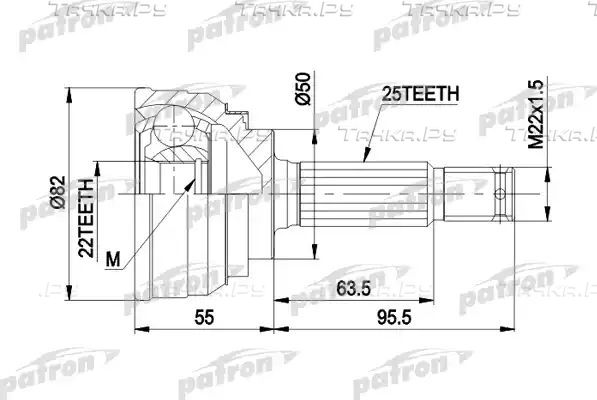 Шрус наружный (граната) Patron для Mitsubishi Cordia 1982-1986. Артикул PCV1026