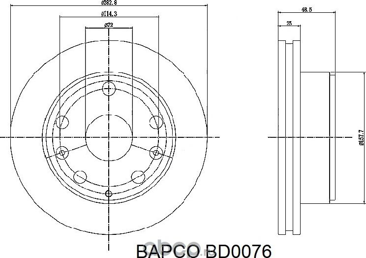 Диск тормозной передний вентилируемый BD0076, (Bapco) Bapco. Артикул BD0076