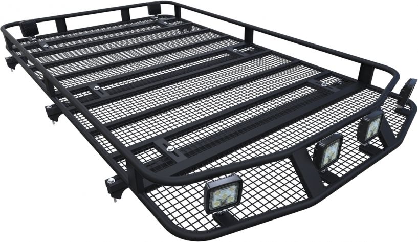 Багажник экспедиционный Podgotoffka 2100х1200х120 с сеткой и креплениями на рейлинги для Toyota Land Cruiser 100 1998-2007. Артикул PGT-B.133.05