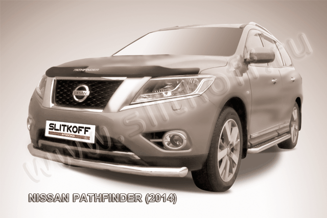 Защита Slitkoff переднего бампера d76 для Nissan Pathfinder R52 2014-2026. Артикул NIP14-004