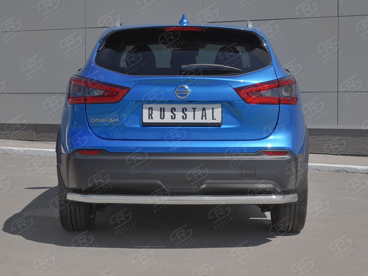 Защита RusStal заднего бампера d63 секции дуга для Nissan Qashqai II рестайлинг 2019-2026. Артикул NQSZ-003254