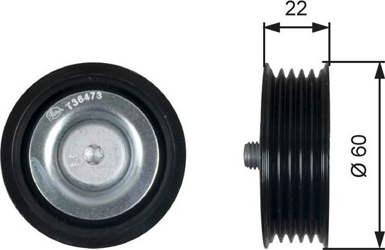 Направляющий (ведущий) ролик приводного поликлинового ремня Gates (полимерный материал). Артикул T36473