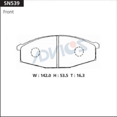 Тормозные колодки Advics передние для Nissan Urvan III (E24) 1987-1997. Артикул SN539