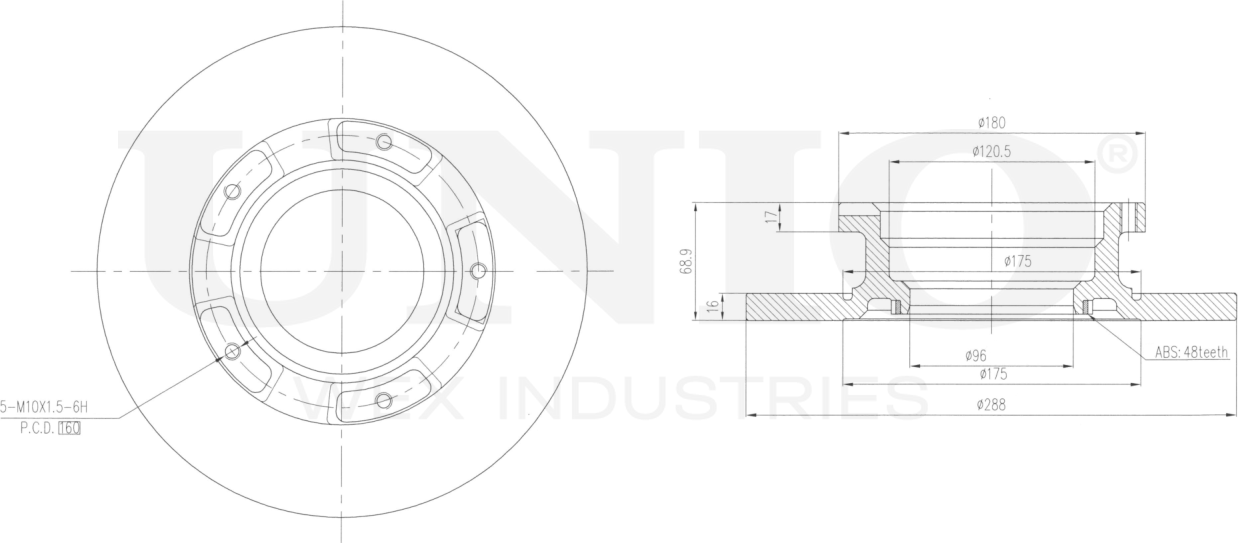 Диск тормозной (Unio). Артикул BRD-20399