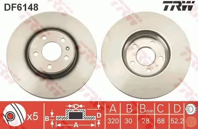 ДИСК ТОРМОЗНОЙ ПЕРЕДНИЙ AUDI A4 1.8-3.2/2.0D-3.0D 07. A6 2.0/2.8/2.0D/3.0D 10 (Lucas). Артикул DF6148