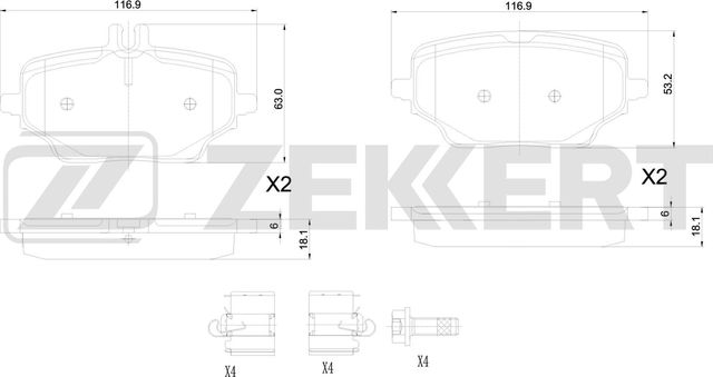Тормозные колодки Zekkert. Артикул BS-1416