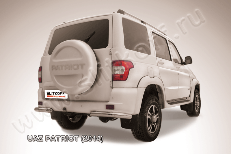 Защита Slitkoff задняя d76 уголки для УАЗ Patriot I рестайлинг 2014-2026. Артикул UP14-007