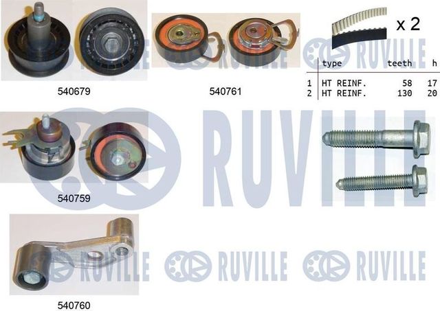 Ремень ГРМ с роликами (комплект) Ruville. Артикул 550116