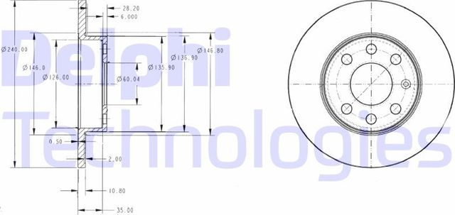 Тормозной диск Delphi. Артикул BG3567