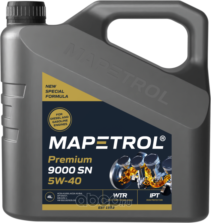 MAPETROL PREMIUM 9000 SN 5W-40 4L/4 ( ACEA A3/B4 API SN/CF). Артикул MAP0035