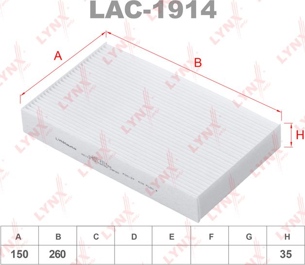 Салонный фильтр LYNXauto. Артикул LAC-1914
