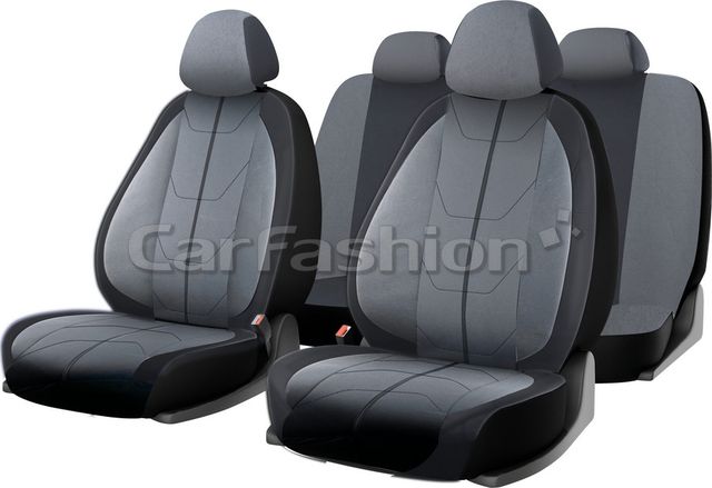 Чехлы универсальные CarFashion Bravo на сидения авто, цвет Темно-серый/Светло-серый/Темно-серый/Светло-серый. Артикул 10111