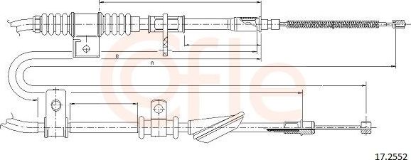 Трос ручника (тросик ручного тормоза) Cofle задний левый для Hyundai Lantra II 1995-2000. Артикул 17.2552