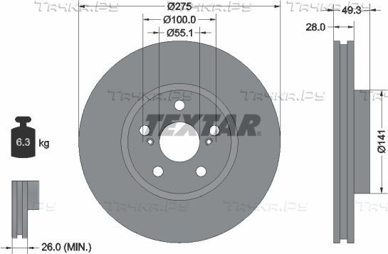 Тормозной диск Textar Pro. Артикул 92142003