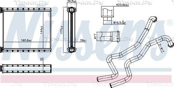 Радиатор отопителя (печки) Nissens для Honda Insight II 2009-2014. Артикул 707368