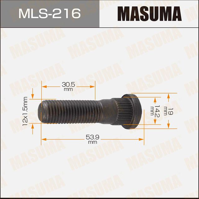 Шпилька колеса (болт ступицы) Masuma задняя для Toyota Land Cruiser Prado 150 2009-2024. Артикул MLS-216