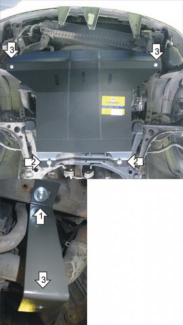 Защита Мотодор для картера, КПП Ford Galaxy I 1995-2006. Артикул 00711