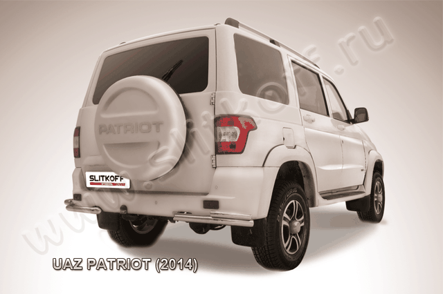 Защита Slitkoff задняя уголки d57+d42 двойные для УАЗ Patriot I рестайлинг 2014-2026. Артикул UP14-008
