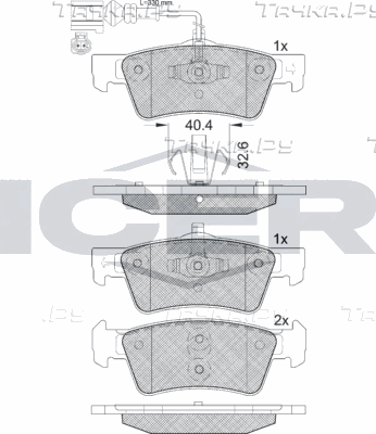 Тормозные колодки Icer задние для Volkswagen Transporter T5 2003-2015. Артикул 141816