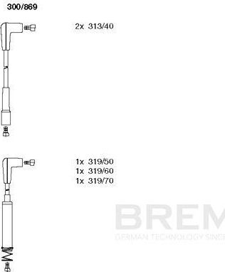 Высоковольтные провода (провода зажигания) (комплект) Bremi. Артикул 300/869