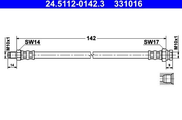 Тормозной шланг ATE для Opel Adam I 2012-2019. Артикул 24.5112-0142.3