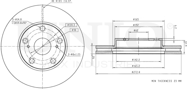 Диск тормозной (Unio). Артикул BRD-20354